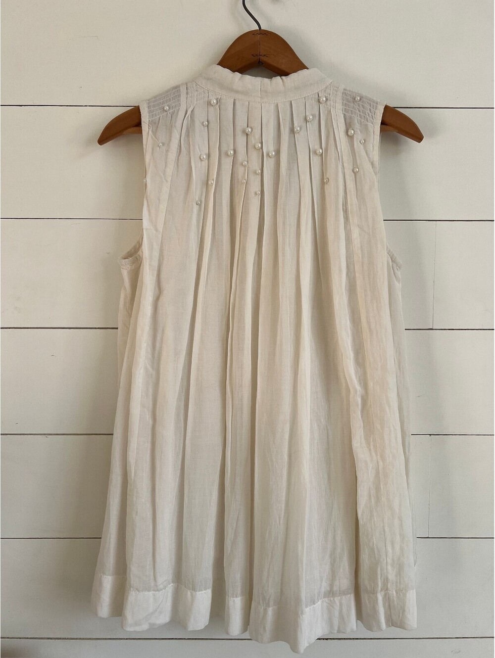 NWT Anthropologie Feather Bone Leonie Pearl Tie-Neck Tunic Blouse Small - Picture 2 of 9